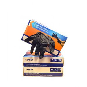 KEMTEX PREMIUM ZWARTE NITRIL HANDSCHOEN 8(M) 100ST